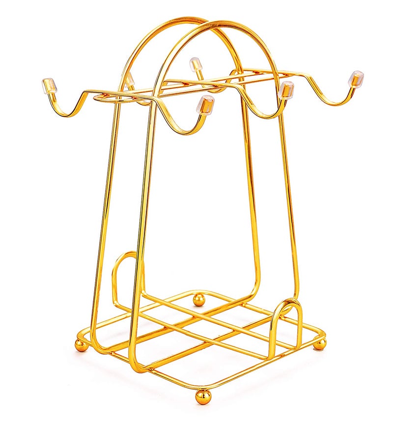 CHENP.HMC Home Storage Mug Hooks Stainless Steel Wire Rack Display Stand Service for Tea Cups,Bracket,Gold Metal Stand for Coffee Cups and Saucers.â€¦ - Image 1
